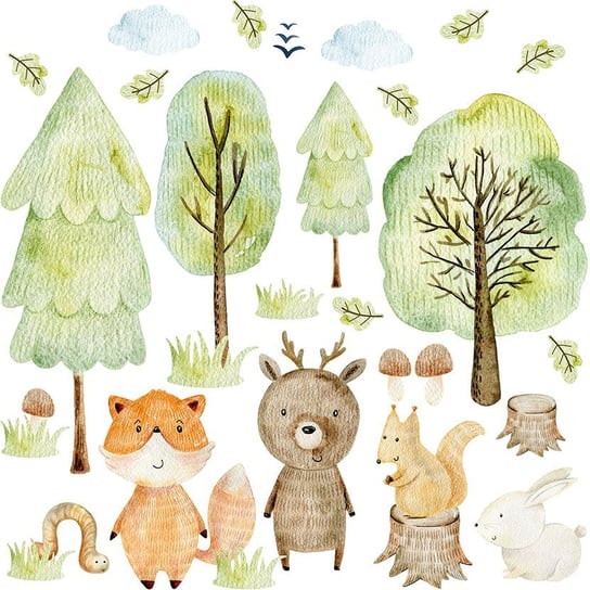 Naklejki na ścianę dla dziewczynki - las i zwierzęta leśne MagicalRoom