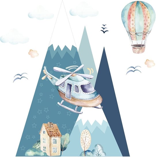 Naklejki na ścianę do pokoju dziecięcego - góry i latające balony MagicalRoom