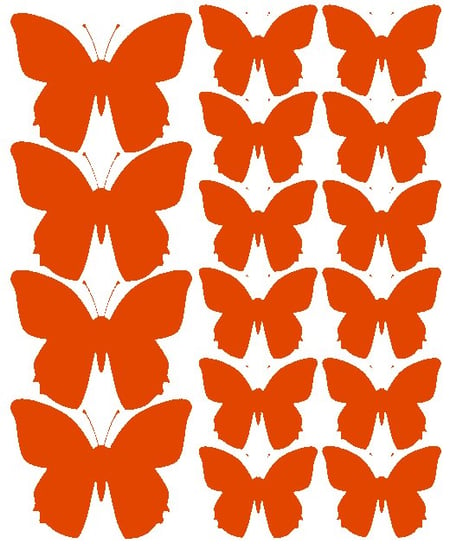 Naklejki na ścianę, motylki, pomarańczowe z połyskiem, 32 sztuki Drago