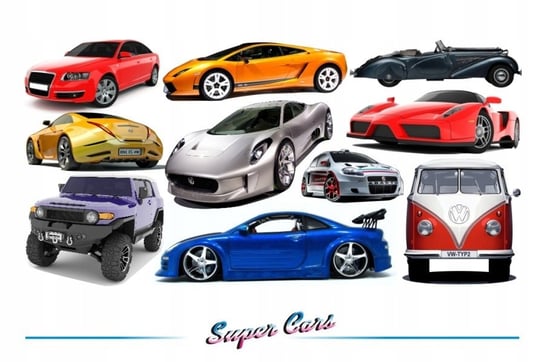 Naklejki na ścianę z samochodami - Super Cars 1, 200x100 cm Naklejkolandia