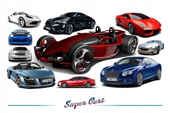 Naklejki na ścianę z samochodami - Super Cars 12, 200x100 cm Naklejkolandia