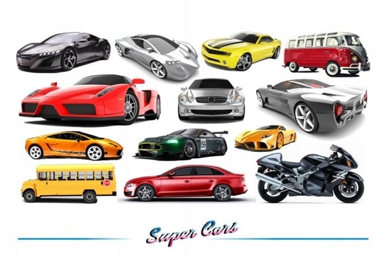 Naklejki na ścianę z samochodami - Super Cars 2, 200x100 cm Naklejkolandia