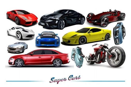 Naklejki na ścianę z samochodami - Super Cars 5, 200x100 cm Naklejkolandia