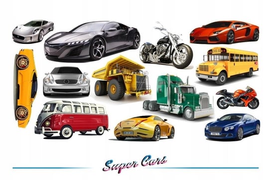 Naklejki na ścianę z samochodami - Super Cars 7, 200x100 cm Naklejkolandia