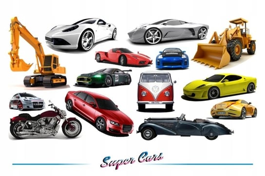 Naklejki na ścianę z samochodami - Super Cars 8, 200x100 cm Naklejkolandia