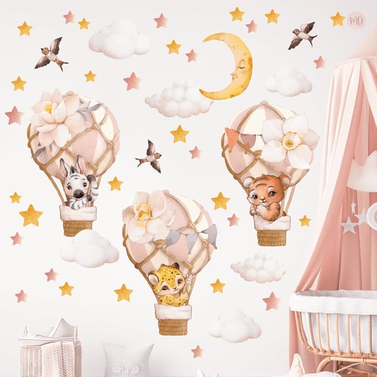 Naklejki na ścianę zwierzątka w balonach Mini Dekor
