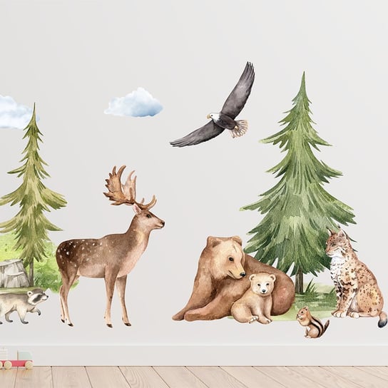 Naklejki na ścianę zwierzęta leśne las forest XL Mini Dekor