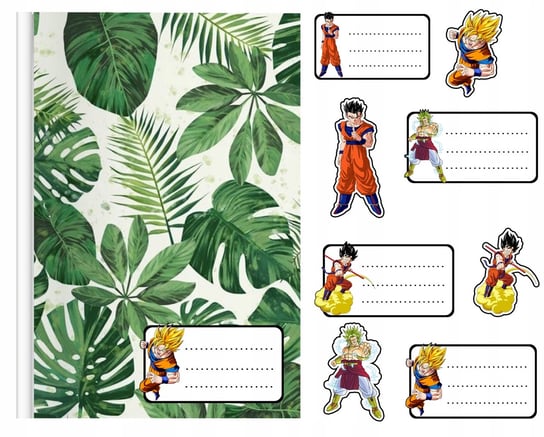 NAKLEJKI NA ZESZYT ZESZYTY NALEPKA 8szt - DRAGON BALL WZORY Z GIER + POSTACIE WORLD CASE