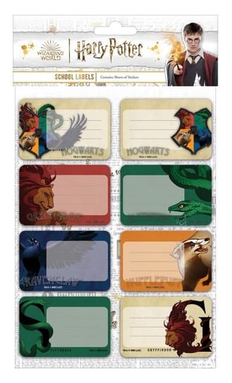 Naklejki na zeszyty Harry Potter Herby Domów Naklejki dla dzieci Zestaw 16 sztuk Pyramid Posters