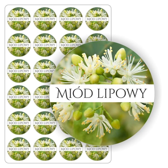 Naklejki, nalepki, etykiety etykietki samoprzylepne, arkusz naklejek etykiet, wodoodporne  na słoiki, bulelki, buteleczki, przetwory, weki, miody MIÓD LIPOWY drukant