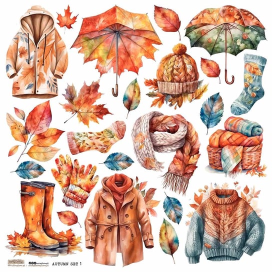 Naklejki papierowe 24x24 ScrapLove - Autumn Set 1 jesienne ubrania akcesoria scraplove.pl
