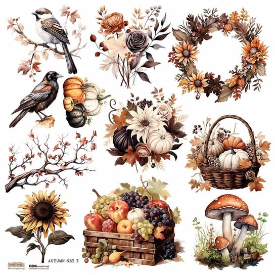 Naklejki papierowe 24x24 ScrapLove - Autumn Set 3 jesienny wianek dynie grzyby scraplove.pl