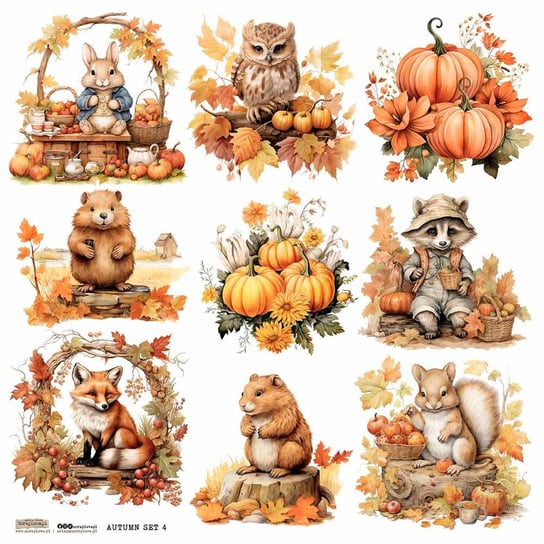 Naklejki papierowe 24x24 ScrapLove - Autumn Set 4 jesień zwierzęta leśne scraplove.pl