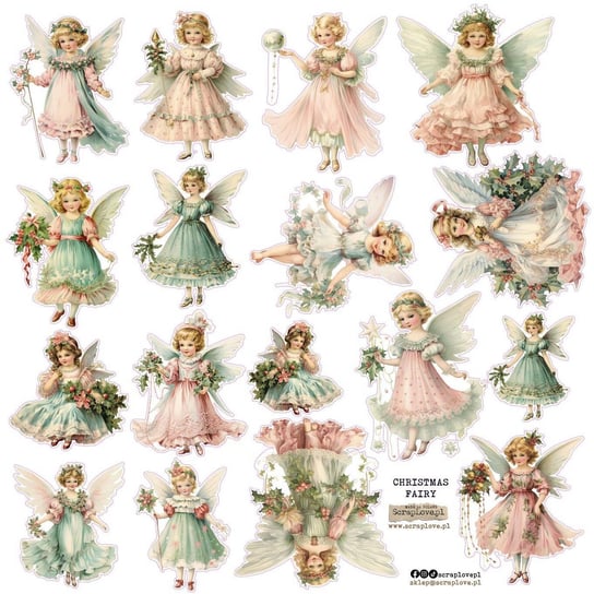 NAKLEJKI PAPIEROWE 24x24 ScrapLove - Christmas fairy scraplove.pl