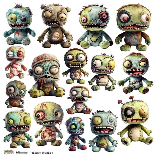 Naklejki papierowe 24x24 ScrapLove - Creepy Zombie 1 straszne zombie scraplove.pl