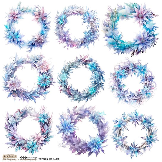 Naklejki papierowe 24x24 ScrapLove - Frozen Wreath 1 zimowe wianki scraplove.pl