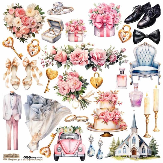 NAKLEJKI PAPIEROWE 24x24 ScrapLove - Wedding 8 scraplove.pl