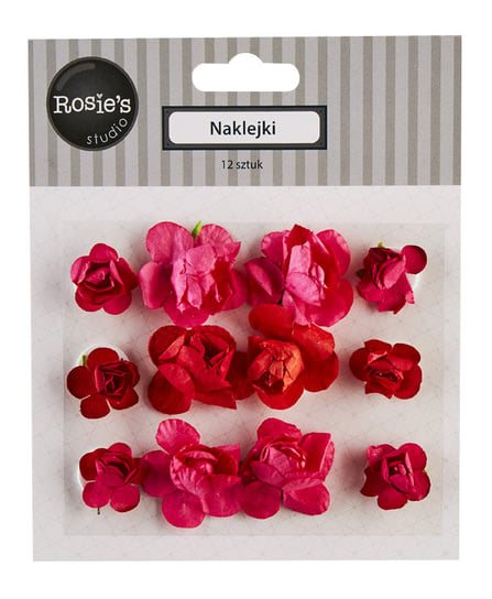 Naklejki papierowe róże, czerwone, 12 sztuk Rosie's studio