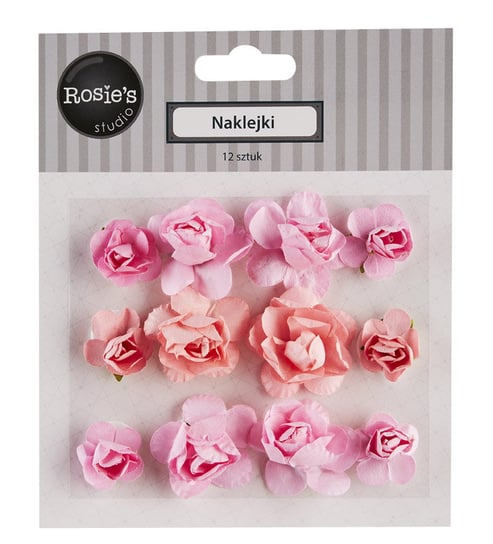 Naklejki papierowe róże, różowe,12 sztuk Rosie's studio