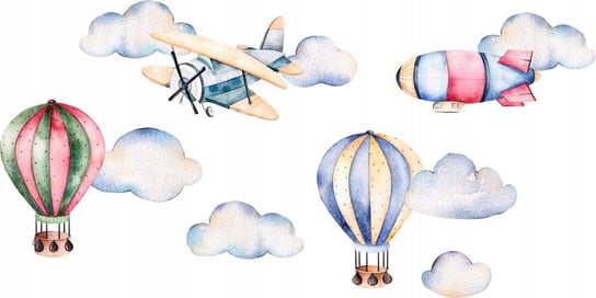 Naklejki Pastelowe Balony Samoloty Chmurki 250Cm NaklejkiOzdobne