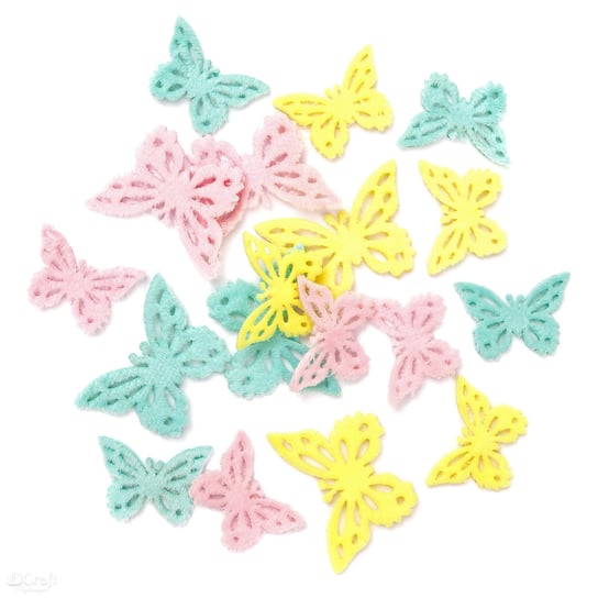 Naklejki pluszowe - motyle, 15 szt.pastelowe dpCraft