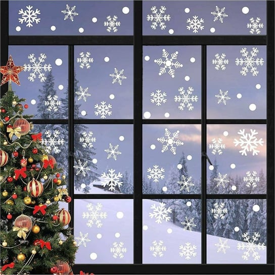 Naklejki świąteczne na okno  płatki śniegu 85szt Inna marka