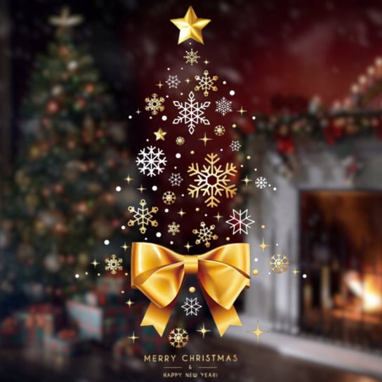 Naklejki Świąteczne Na Okno Szybę Ozdoby Święta Choinka Boże Narodzenie [Se-Nak9] LUKOSS