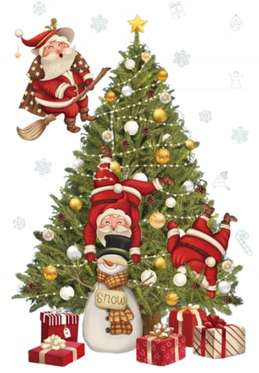 Naklejki Świąteczne Na Okno Szybę Ozdoby Święta Mikołaj Boże Narodzenie [Se-Nak1] LUKOSS