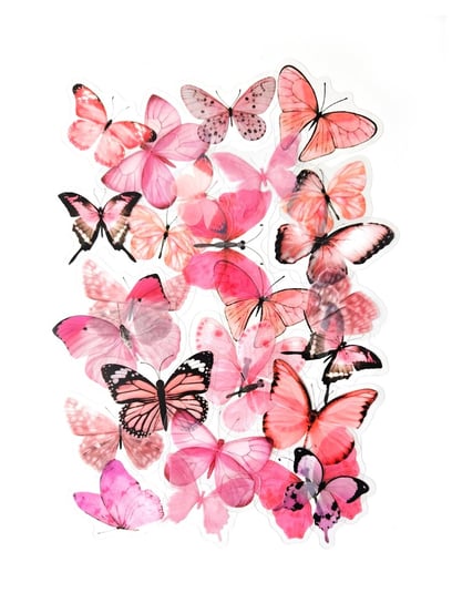 Naklejki Transparentne Różowe Motyle (40szt.)- Półprodukt Dekoracyjny Galeria Papieru