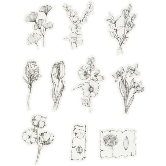 Naklejki, Washi Kwiaty, czarno-białe Creativ Company