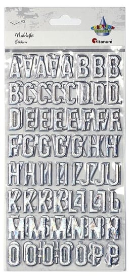 Naklejki wypukłe alfabat i cyfry srebrne 123szt TITANIUM