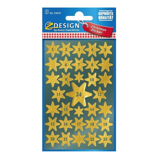 Naklejki Z-Design złote gwiazdy z cyframi Avery Zweckform 52809 AVERY Zweckform