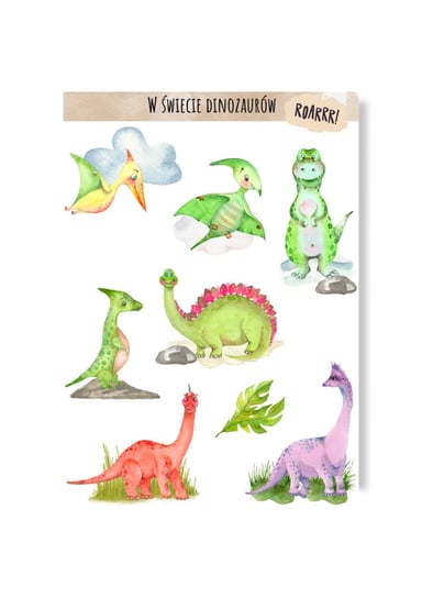 Naklejki z dinozaurami dinozary dla dziecka album Manufaktura dobrego papieru