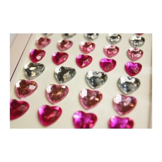 Naklejki z kryształkami - Kształt serca - Różowe Inna marka