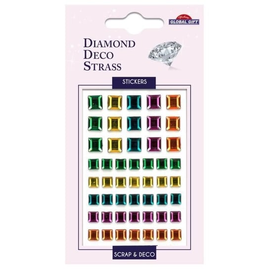 Naklejki z kryształkami - kwadratowy diament - wielokolorowe Inna marka