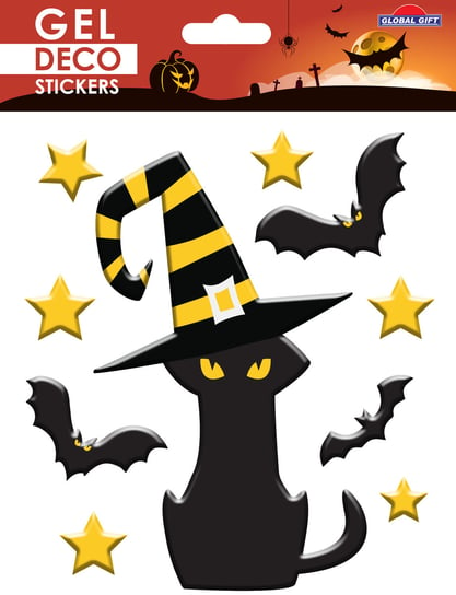Naklejki Żelowe Black Cat Halloween Deco Grupo Erik