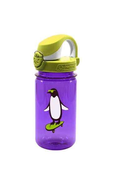 Nalgene, Butelka dla dzieci, Purple with Iguana OTF Cap and Penguin, fioletowy, 350 ml Nalgene