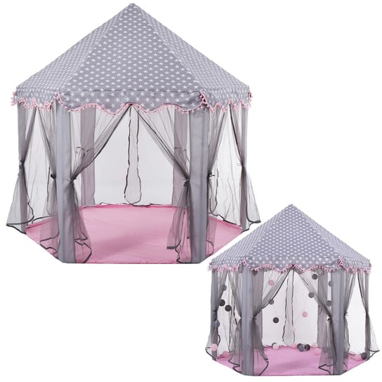 Namiot Dla Dzieci Zamek Domek Do Ogrodu Szaro-Różowy Springos