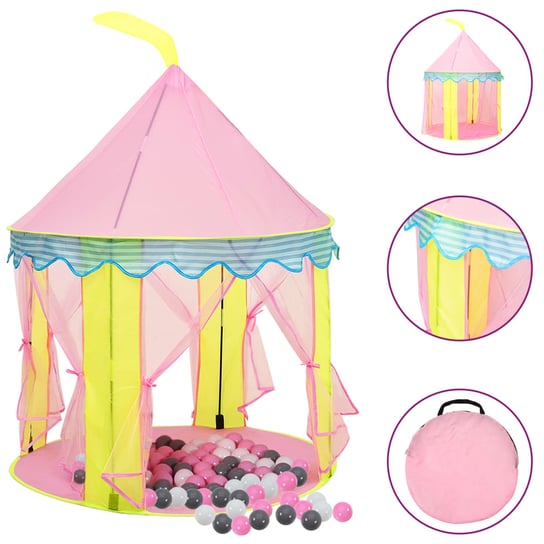 Namiot do zabawy z piłeczkami, różowy, 100x100x127 Zakito