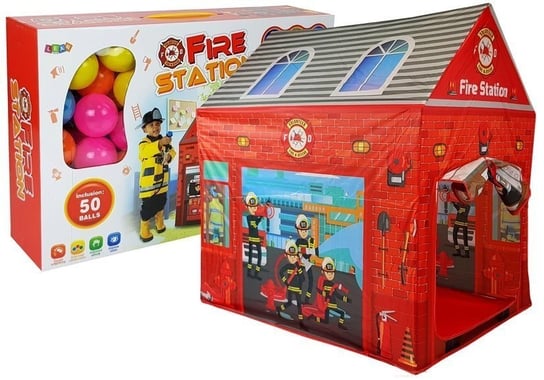 Namiot Domek Baza Straż Pożarna 50 Sztuk Kulek Lean Toys