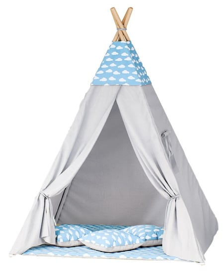 Namiot tipi dla dzieci, 110x165 cm, niebieski, chmurki Sówka Design