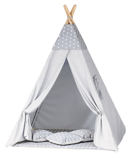Namiot tipi dla dzieci, 110x165 cm, szary, gwiazdki Sówka Design