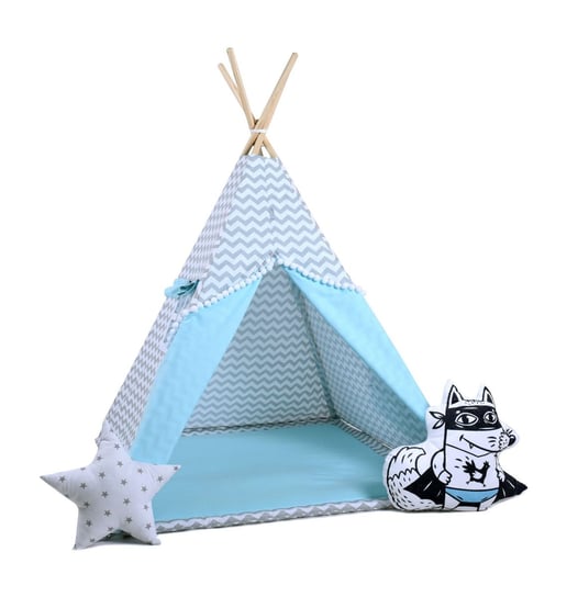 Namiot tipi dla dzieci, bawełna, okienko, bohater, błękitna drzemka Sówka Design