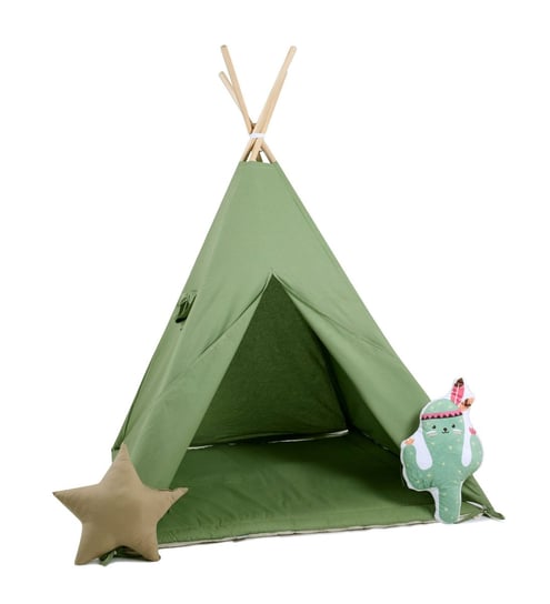 Namiot tipi dla dzieci, bawełna, okienko, kaktus, zielono mi Sówka Design