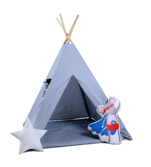 Namiot tipi dla dzieci, bawełna, okienko, kapitan mysz, szara myszka Sówka Design