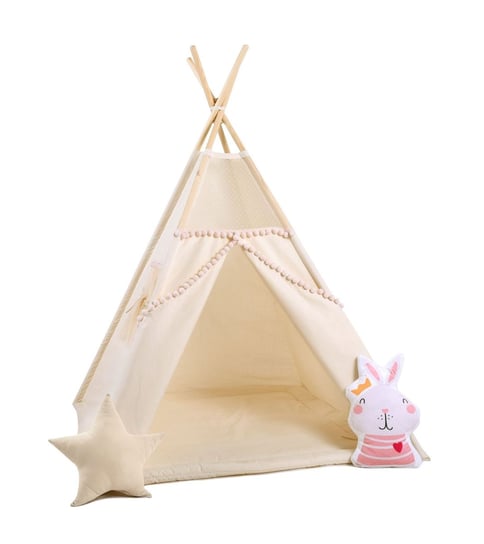 Namiot tipi dla dzieci, bawełna, okienko, królik, kuleczkowa mgiełka Sówka Design