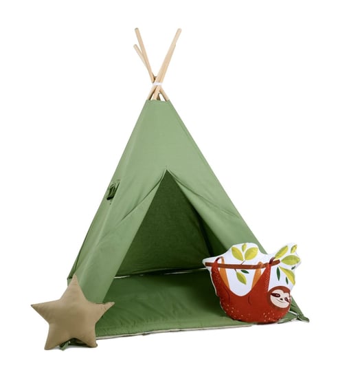 Namiot tipi dla dzieci, bawełna, okienko, leniwiec, zielono mi Sówka Design