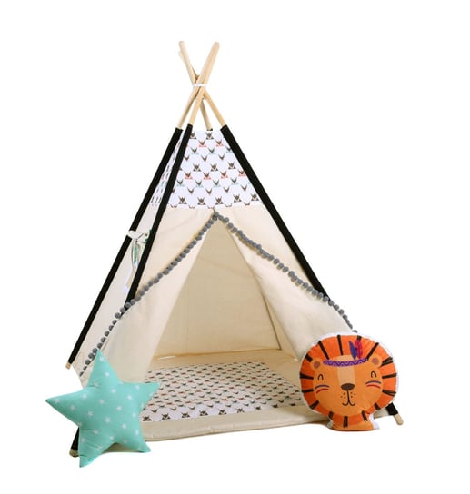 Namiot tipi dla dzieci, bawełna, okienko, lew, jelonkowy Sówka Design