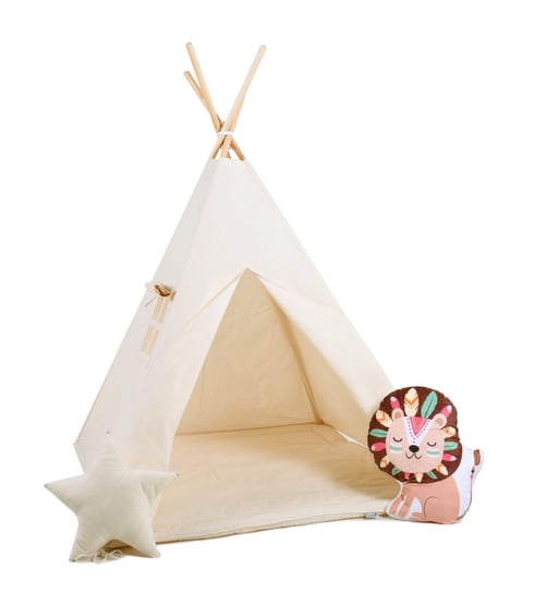 Namiot tipi dla dzieci, bawełna, okienko, lew, mleczna kraina Sówka Design