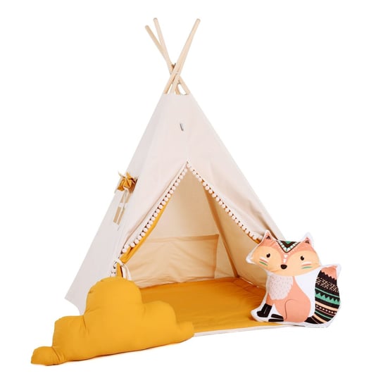 Namiot tipi dla dzieci, bawełna, okienko, lisek, kremowy miodek Sówka Design